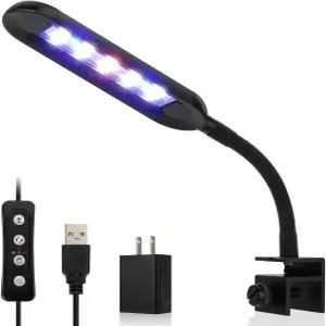 하이거 0.5-5 갤런 나노 탱크 미니 클립온 수족관 조명 화이트 블루 레드 LED 어항 내장 타이머 5 밝기