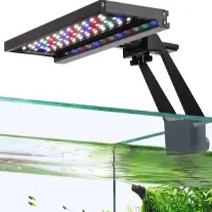 하이거 클립 온 풀 스펙트럼 수족관 LED 조명 14W 주야간 듀얼 타이머 일출-일몰-달 어항 9가지 색상으로