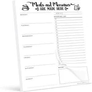 52장의 찢어진 시트 식사 계획 메모장 냉장고용 자석 패드 자석이 있는 계획서 및 식료품 목록 노트