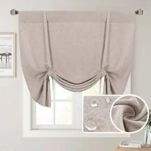 H.VERSAILTEX 린넨 타이업 커튼 보온 방수 풍선 로만 그늘 조절식 작은 창문용 욕실 막대 포켓 패널 너비