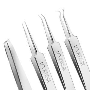 티니터 4종 프로페셔널 스틸 블랙헤드 도구 화이트헤드 키트 스테인리스 핌플 포퍼 앤스용 블랙헤드 핀셋 핌플