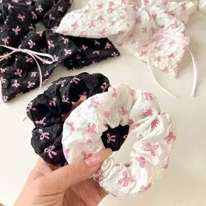 리본 패턴 스크런치 봄 머리끈 곱창밴드 헤어슈슈 고무줄 올림머리