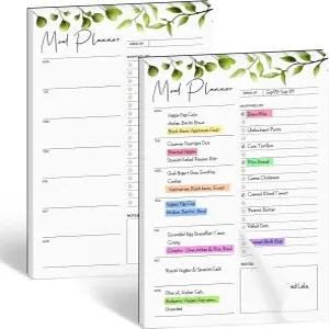 조이버그 2 PCS 주간 식사 플래너 마그네틱 냉장고용 8.3x5.5 날짜 미정 및 식료품 목록 찢어짐 가능한