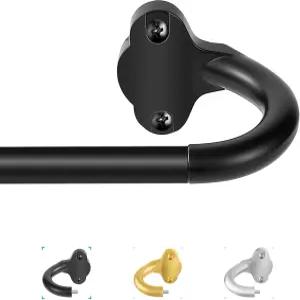 TVWOO 랩어라운드 커튼봉 검은색 28~48인치 5/8인치 조절식 암막 세트 방 단일 창봉 금속 두께의 숨겨진