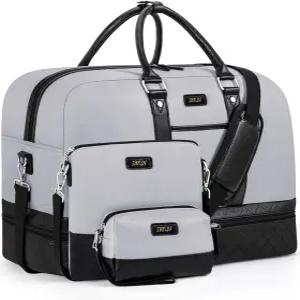 여성용 위켄더백 대형 오버나이트백 캔버스 여행용 더플백 기내용 토트백 21인치 3개 세트