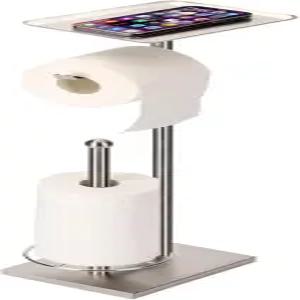상단에 트레이가 있는 스펨 화장지 홀더 무거운 무게의 스테인리스 스틸 베이스 흔들림 없고 독립형 롤