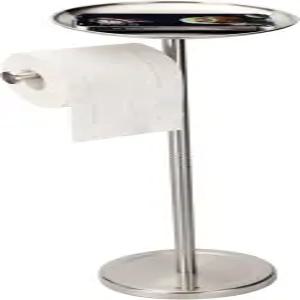 선반과 트레이 스테인리스 스틸 베이스 브러시드 니켈이 있는 독립형 화장지 홀더를 고정하려면 다음과