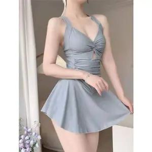 꼬임 여성 원피스수영복 스윔웨어 플레어 치마 수영복