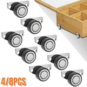 4/8개 가구 방향성 롤러  무소음 측면 장착 슬라이딩 캐스터  도어 이동 보조 풀리  찬장 하단 휠