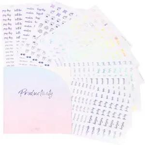 아주 조금 - 투명 홀로그램 호일 플래너 스티커 생산성 기능성 아이콘 단어 600개 이상의 오르간지