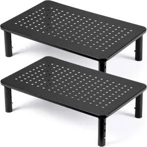 DOLALIKE 2팩 데스크탑 라이저 높이 조절식 모니터 스탠드 2개의 PC 컴퓨터 프린터 맥 통풍 플랫폼이 있는