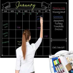 파티 재미있는 드라이 이레이즈 블랙 라미네이트 점보 칠판 벽걸이 달력 38인치 x 50인치 지워짐 가능 월례