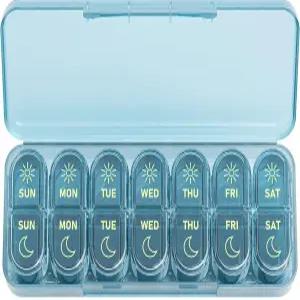 데이비키 필 오거나이저 하루 2회 PM 7일 매주 여행 친화적인 생선 오일 비타민 및 보충제를 위한 의약품