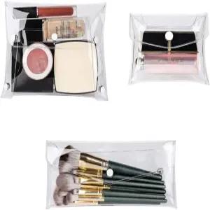 카우아오아 3종 미니 PVC 메이크업 백 작은 투명 플라스틱 화장품 정리 가방 파우치 휴가 여행용 스냅