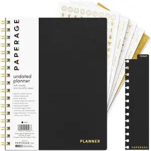 내구성 있는 커버와 나선형 바인딩이 포함된 12개월 주간 및 월간 플래너 7.5인치 x 9인치 노트 페이지가