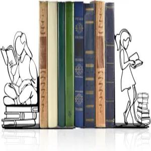 Natrlart 귀여운 책꽂이로 장식적이고 내구성이 뛰어난 금속 책꽂이 블랙 1피스 6.3x4.5x1.2인치