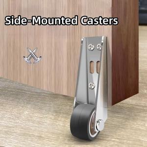 2/4피스 측면 장착 캐스터 자동 고무 바퀴 서랍 캐비닛 카운터 가구용 플랫 푸시 텔레스코픽