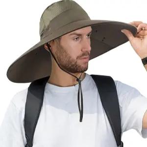 탈착식 넥 페이스 플랩이 있는 슈퍼 와이드 브림 낚시 모자 UPF 50+ 선 사파리