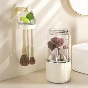 더 깨끗한 360 회전 투명 방진 화장품 정리함을 갖춘 에스달리나 메이크업 브러시 홀더 화장실 뚜껑 포함