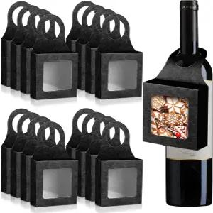 크래프트 종이 와인 병 상자 30팩 선물용 창문이 달린 병걸이 선호 접이식 사탕 초콜릿을 담는 장식용