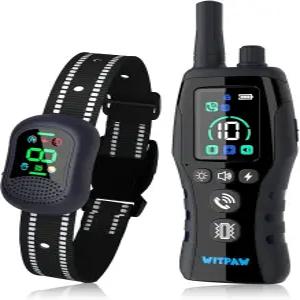 위트파우 개 쇼크 칼라 통화 기능 및 LED 조명이 있는 4900피트 훈련 IP67 개용 방수 충전식 E 10-120Ibs