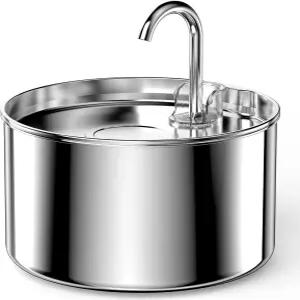 스테인리스 스틸 고양이 분수 애완동물 실내 금속 자동 디스펜서 급수기 볼 개 수도꼭지 병 필터 1개로