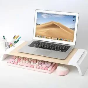 모니터스탠드 USB 포트지원 모니터받침대 컵홀더기능 화이트 4개