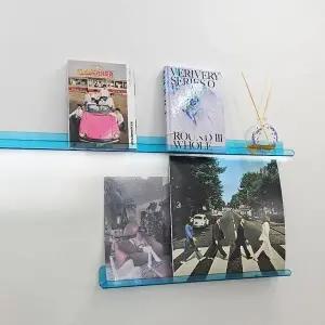 [하프클럽/셀러허브]아크릴 무타공 선반 벽책꽂이 투명블루 5T 1200x150mm_F1200_