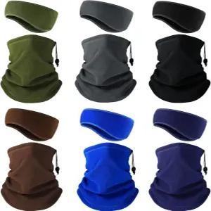 새티니어 12개 겨울 넥 게이터 플리스 워머 드로스트링 보온 면 스카프 이어 헤드밴드 헤드 랩 머프
