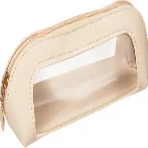 Gtheyly 작은 양면 클리어 메이크업 가방 - 방수 휴대용 브러시 PU 가죽 여행용 케이스 화장품 정리 파우치