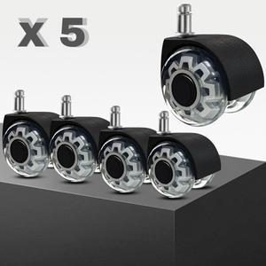 5팩 2인치 고강도 폴리우레탄 무소음 회전 바퀴  사무실 및 게임 의자용 교체용  롤링 휠  가구