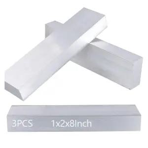 JEUIHAU 3 PCS 1 x 2 8 인치 정사각형 알루미늄 바 25 50 200 mm 플랫 블록 6061 밀링 선반 작업용 범용