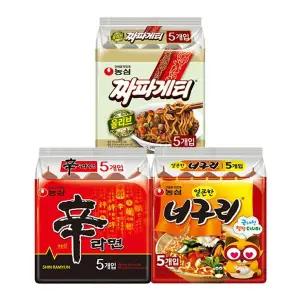 [NS홈쇼핑]신라면 5입 + 너구리 5입 + 짜파게티 5입e[35772721]