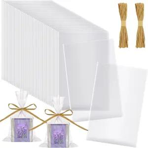 투돔로 100개 포장용 투명 평면 셀로판 비누 가방 4.9인치 x 7.9인치 결혼식 크리스마스 공예 선물 생일