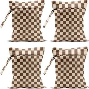 4팩 귀여운 젖은 가방 방수 세척 가능 재사용 가능한 마른 수영복 천 기저귀 여행 해변 수영장 요가 체육관