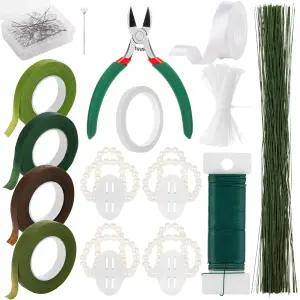 MAPVOLUT 262피스 플로럴 테이프 및 와이어 키트 - 꽃다발 코르사주 화환 제작을 위한 전문 플로리스트