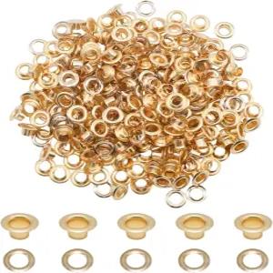 몰모클로츠 200Pcs 5mmx10mmx5mm/0.2 x0.39 x0.2 홀 골드 황동 그로밋 아일렛 비드 코어용 셀프 백킹 의류