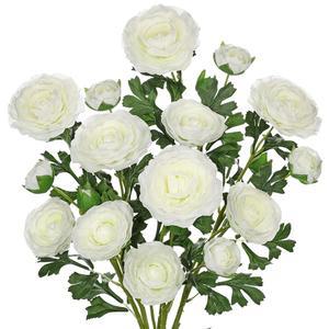 BRIFUL 화이트 라눈큘러스 조화 작약 공예용 리얼 세트 65 9CM 25 9인치 터치 5개 부케 줄기 여름 꽃병 DIY 꽃꽂이 인조 데코 길이의 필러 웨딩