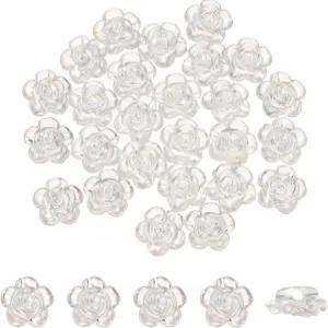 uxcell 100Pcs 로즈 플라워 버튼 ABS 플랫 백 재봉 팔찌 옷 헤어 클립 폰 참 웨딩 데코 DIY 공예품 (12mm