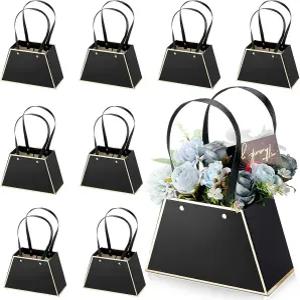 세파문 8개 꽃 상자 준비 결혼식 생일 졸업식 어머니의 날 신부 샤워 장식 손잡이가 달린 휴대용 꽃다발