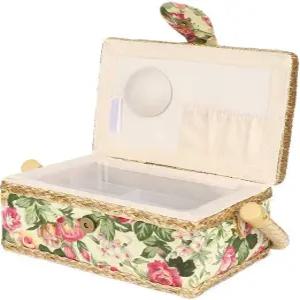 편안하고 독특한 스타일리시한 재봉 바구니 보관함 가위 버튼(정원 장미)