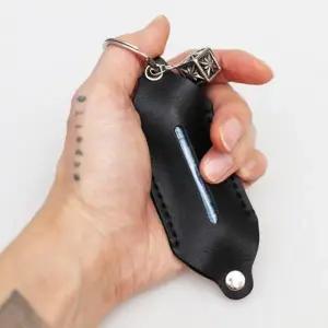 소가죽 립밤케이스 큐브 키링