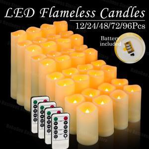 12-180Pcs LED 양초 원격 2 'x 3456' 웨딩 배터리 작동 벽난로 장식과 Flameless