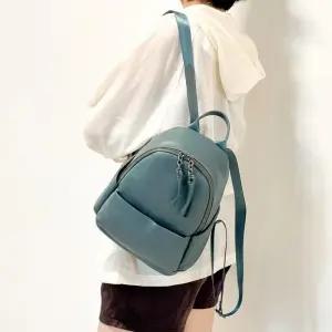 [신상오픈런]여성용 일상 포켓 지퍼 둥근 캐주얼 컬러 가죽 백팩 (38293484)