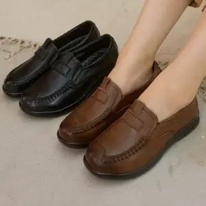 여자 사계절 베이직 합성가죽 슬립온 로퍼 슈즈