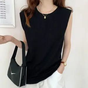 여성 6색 캡나시 루즈핏 여름 민소매 라운드넥 티셔츠