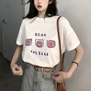 곰돌이 라운드티 여성 반팔 편한 여름 루즈핏 프린팅
