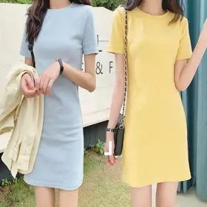 원피스 반팔 미디 베이직 여름원피스 여성 데일리 5색