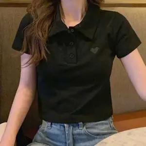 반팔 캐주얼 여름 카라티 6컬러 세미크롭 상의 여성