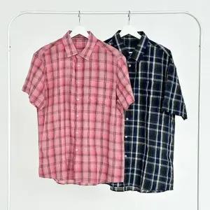 린넨 여름 체크남방 남자 루즈핏 2색 반팔셔츠 시원한 여자